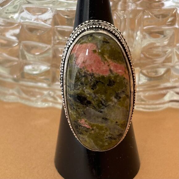 925 Sterling Unakite Ring Size 7 - Picture 2 of 6